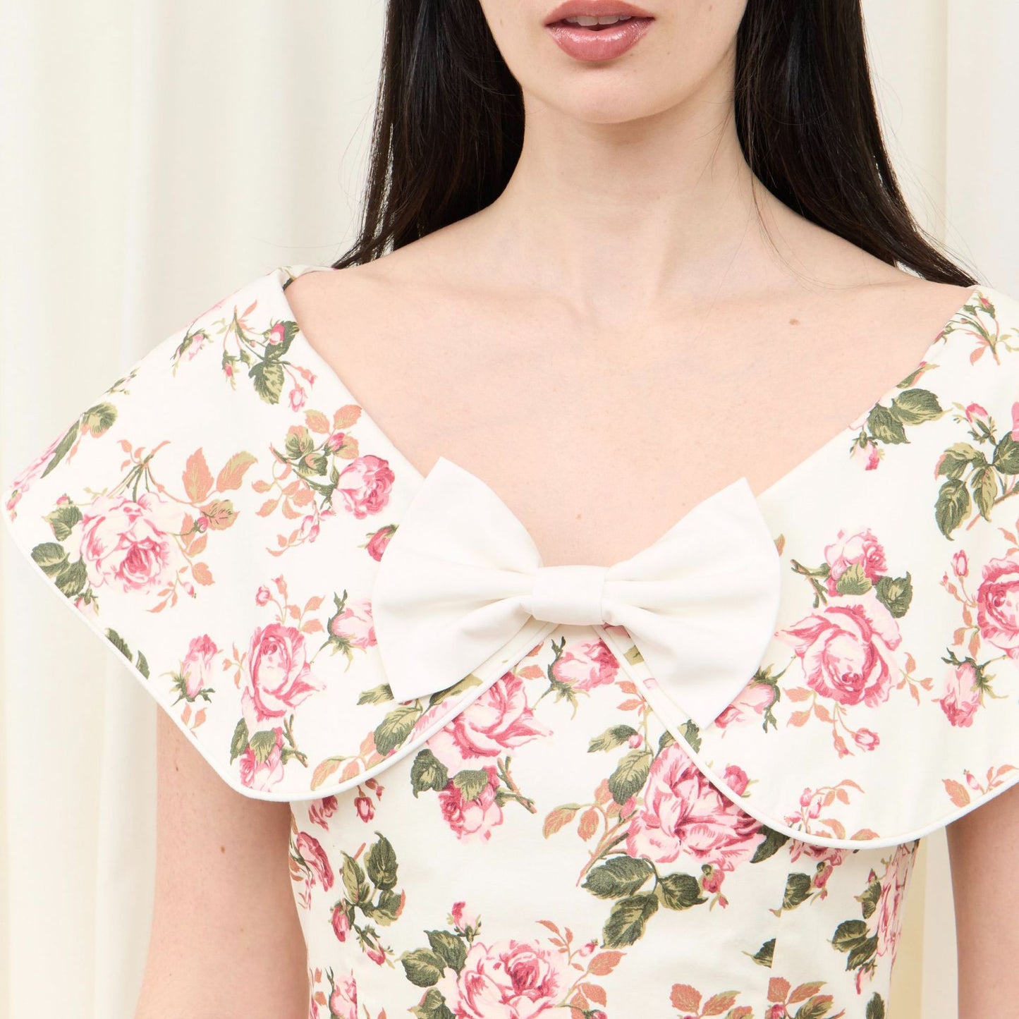 Waist-Tight Floral Dress Bowknot Collage Dress Hip-Wrapped