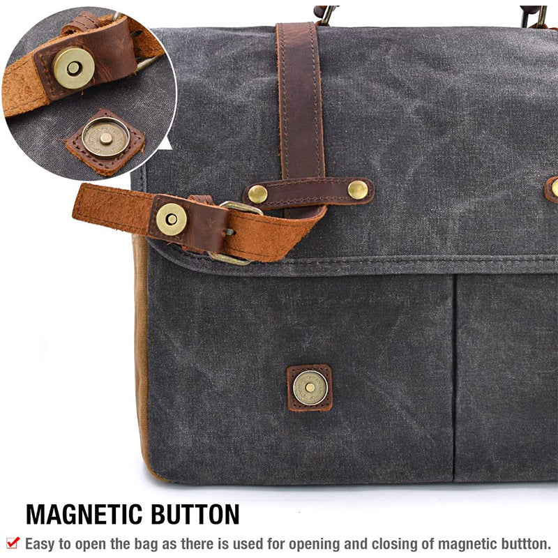 Waterproof and Wear-resistant Business Canvas Laptop Notebook Handheld Shoulder Computer Bag
