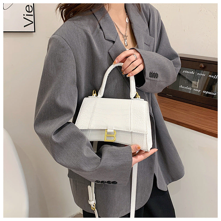 Hourglass Bag Crocodile Pattern Baguette Small Square