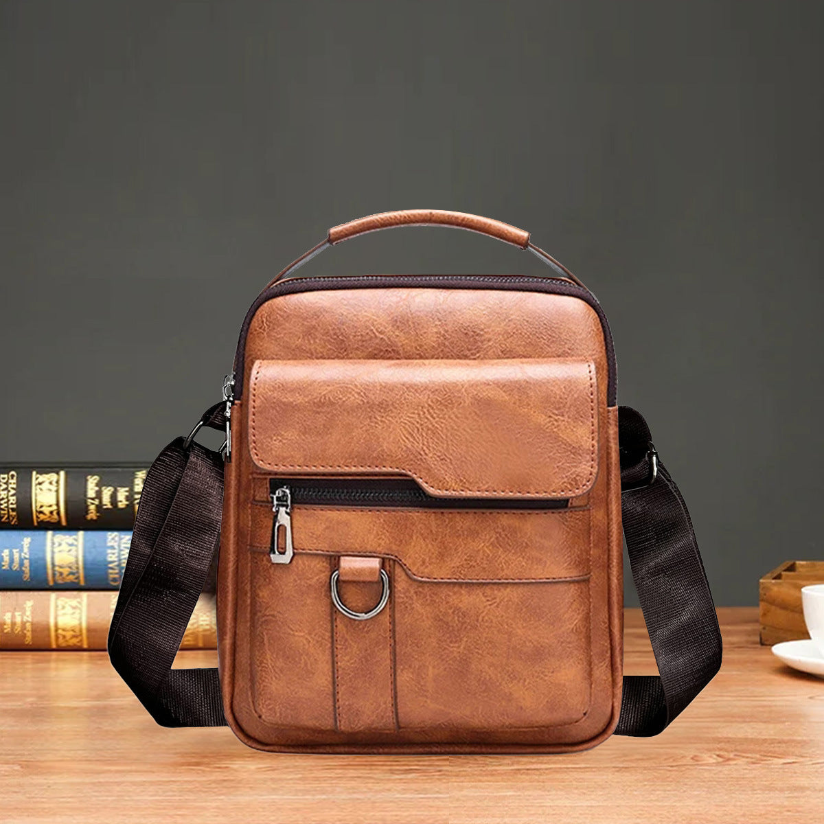 Single Shoulder Crossbody Handbag Fashion Men's Soft Bag Vertical Small Backpack Multifunctional Retro Crossbody Bag