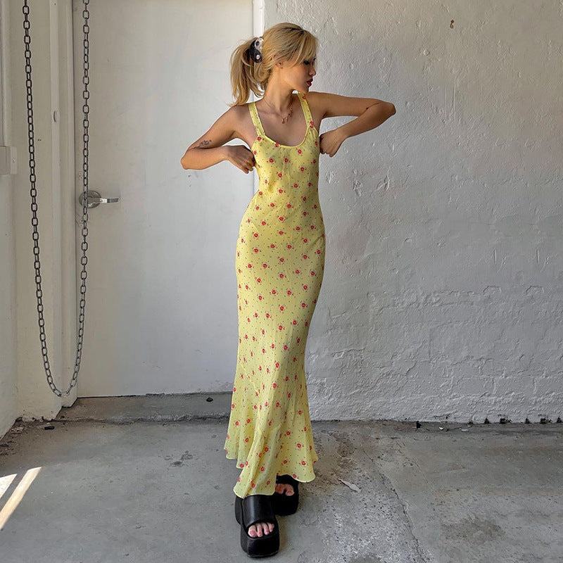 Floral Dress with Soft and Comfortable Suspenders Sexy Casual Vacation Cotton Dress