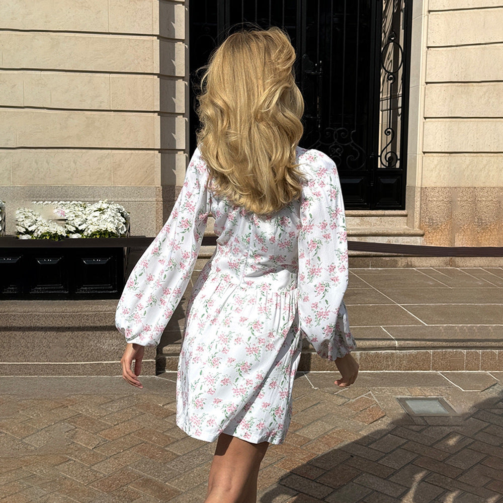 Lantern Sleeve Skirt Waist-Tight Dress
