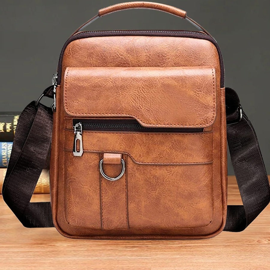 Single Shoulder Crossbody Handbag Fashion Men's Soft Bag Vertical Small Backpack Multifunctional Retro Crossbody Bag