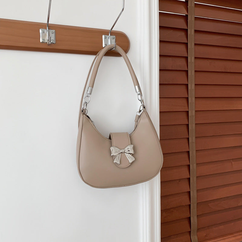 Bowknot Bag Crossbody Versatile Solid Color Underarm Women's Chain Bag