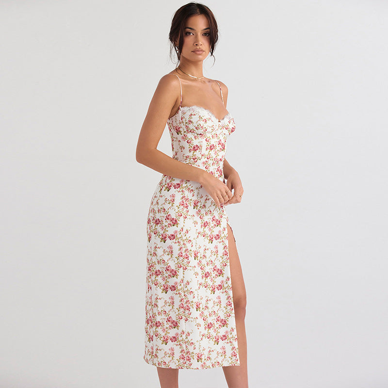 Small Floral Split Strap Dress