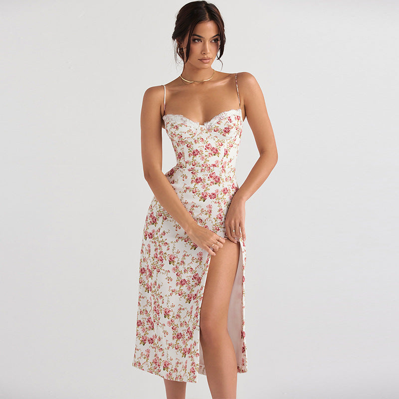 Small Floral Split Strap Dress