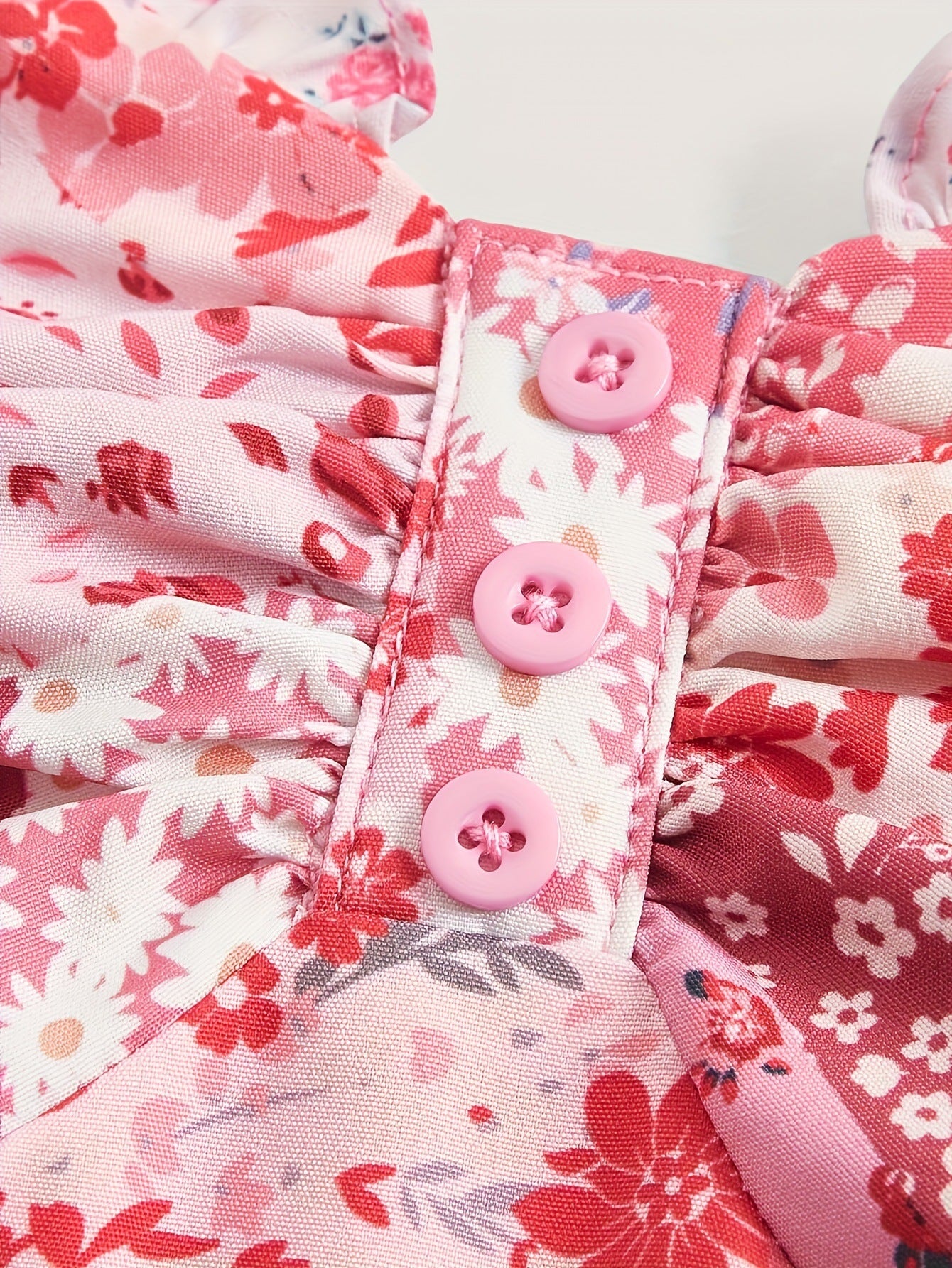 Floral Suspender Layered Dress Vintage Pink Double Hem Dress
