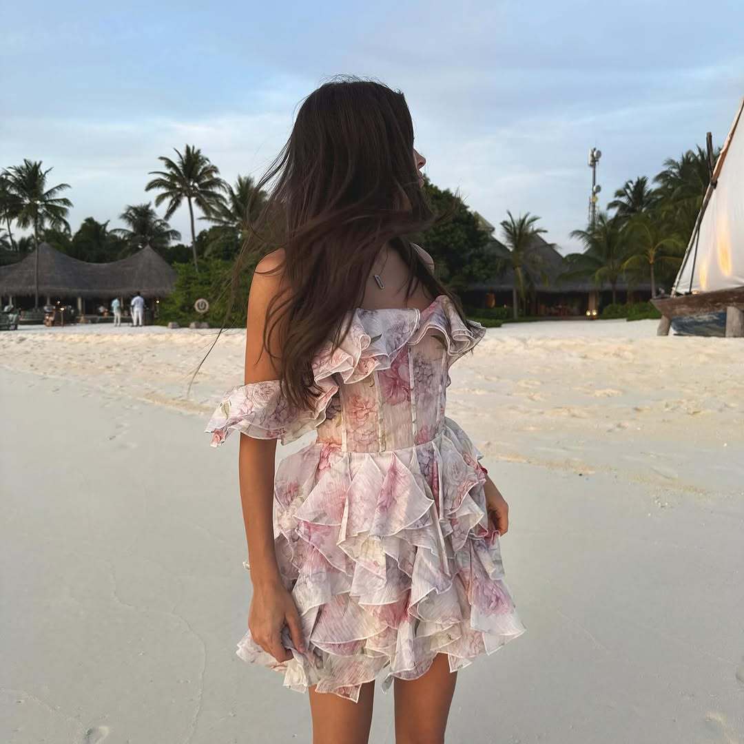 Off-Shoulder Layered Ruffle Waist-Cinching Dress