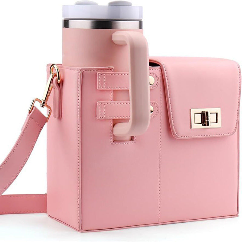 Outdoor Portable Drink Bottle Water Cup Bag New Original Design Pink Commuter Crossbody Bag
