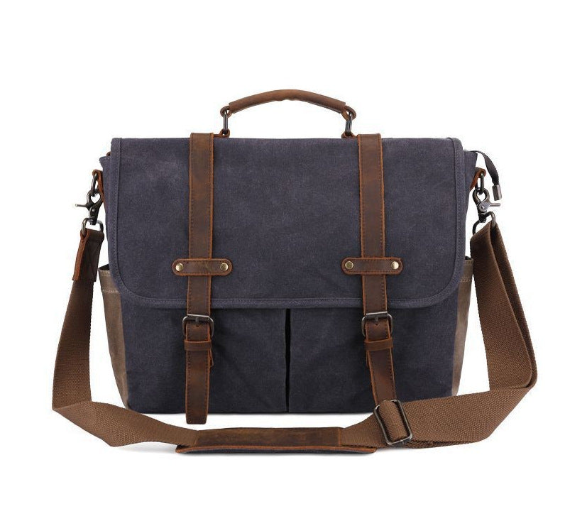 American Style Men's Shoulder Bag Vintage Men's Bag Oil Wax Canvas Bag Waterproof Wear-resistant Men's Crossbody Bag