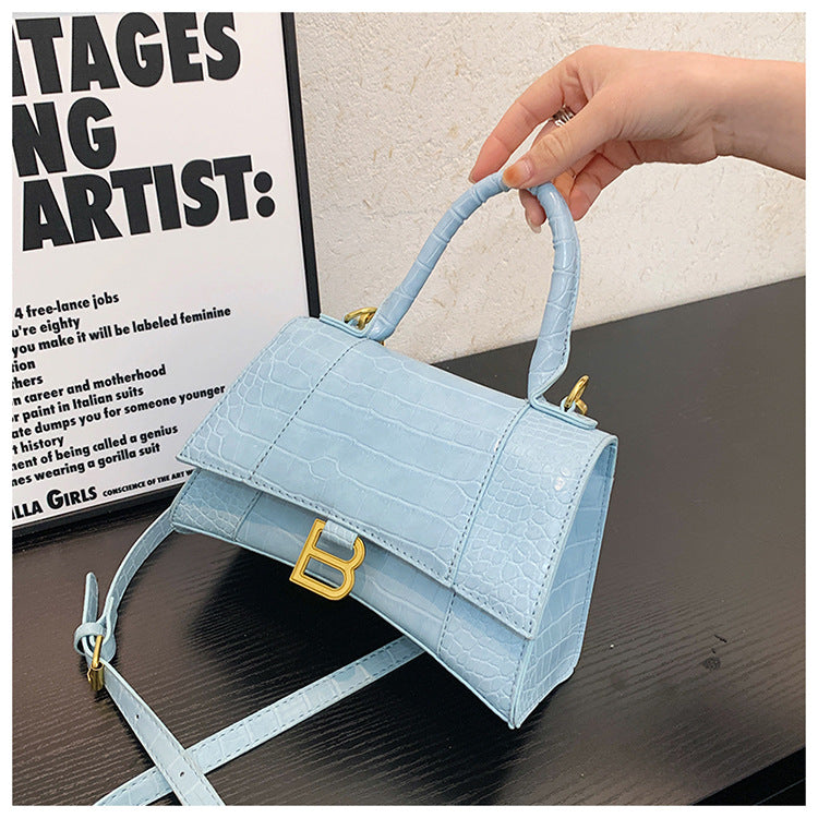 Hourglass Bag Crocodile Pattern Baguette Small Square