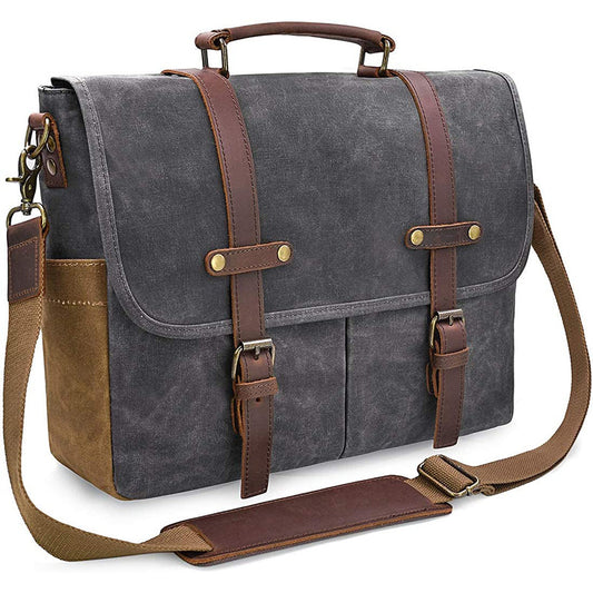 Waterproof and Wear-resistant Business Canvas Laptop Notebook Handheld Shoulder Computer Bag