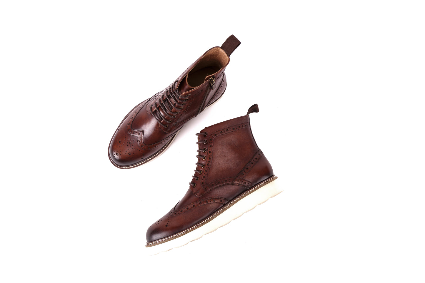 Handmade high-top vintage leather boots for men