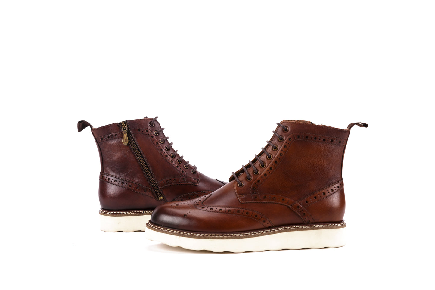 Handmade high-top vintage leather boots for men