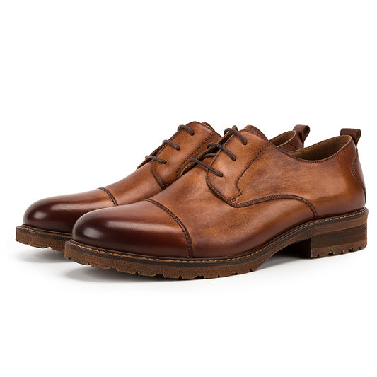Leather leather Derby shoes round head soft top soft sole commuter dress shoes