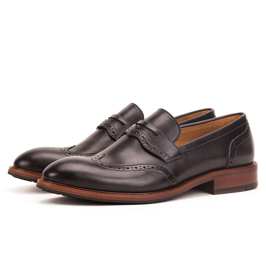 Leather handmade shoes Men's slip-on leather shoes