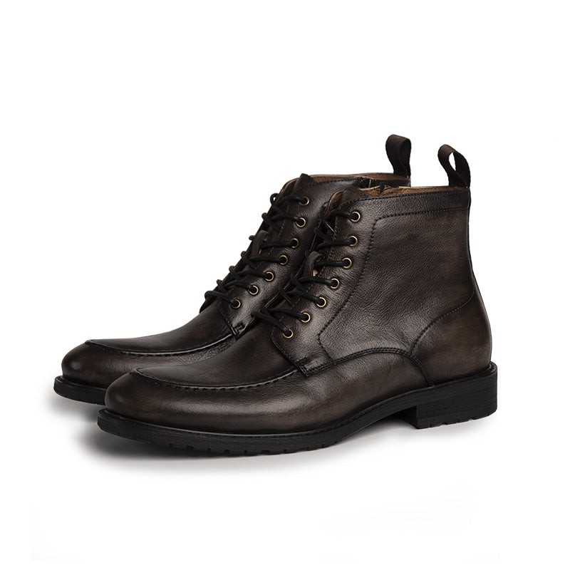 High top men's handmade leather boots