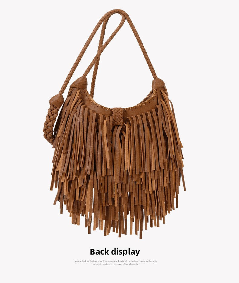 Messenger Bag Vintage Satchel Women's Tassel Bag Fashion Shoulder Bag New Handmade Bag