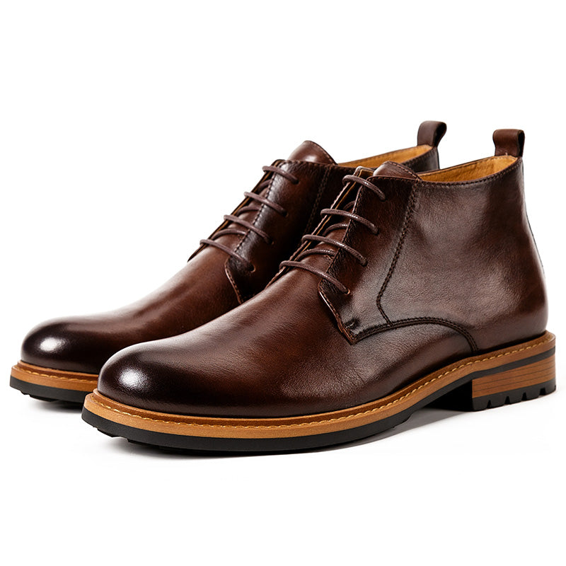 Men's high-top ankle boots Leather men's shoes