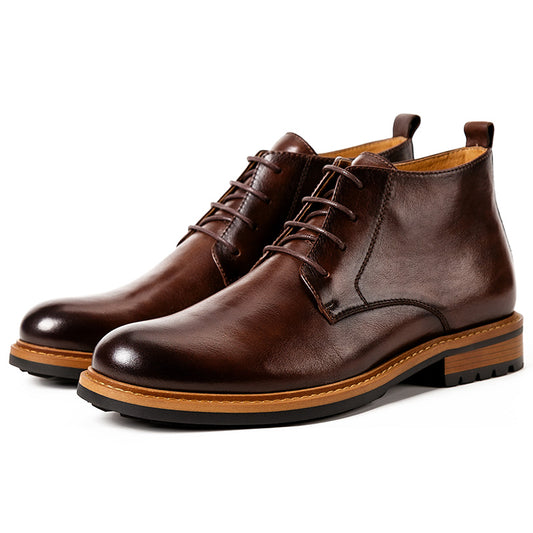 Men's high-top ankle boots Leather men's shoes