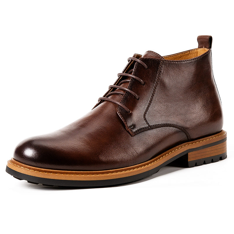 Men's high-top ankle boots Leather men's shoes