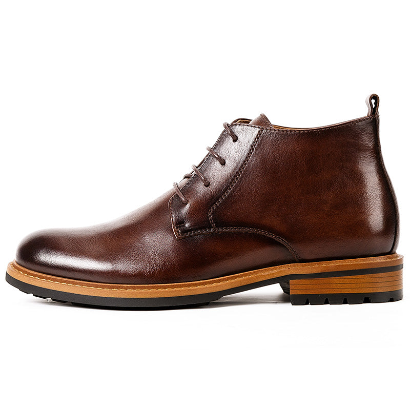 Men's high-top ankle boots Leather men's shoes
