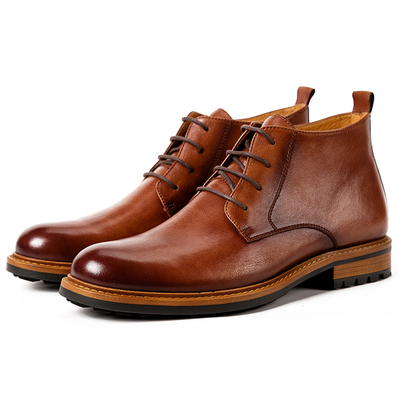 Men's high-top ankle boots Leather men's shoes