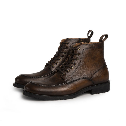High top men's handmade leather boots