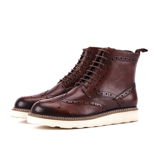 Handmade high-top vintage leather boots for men