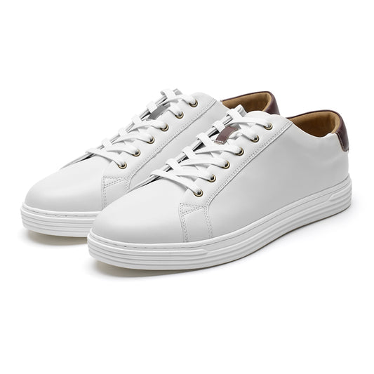 Retro casual white leather sneakers