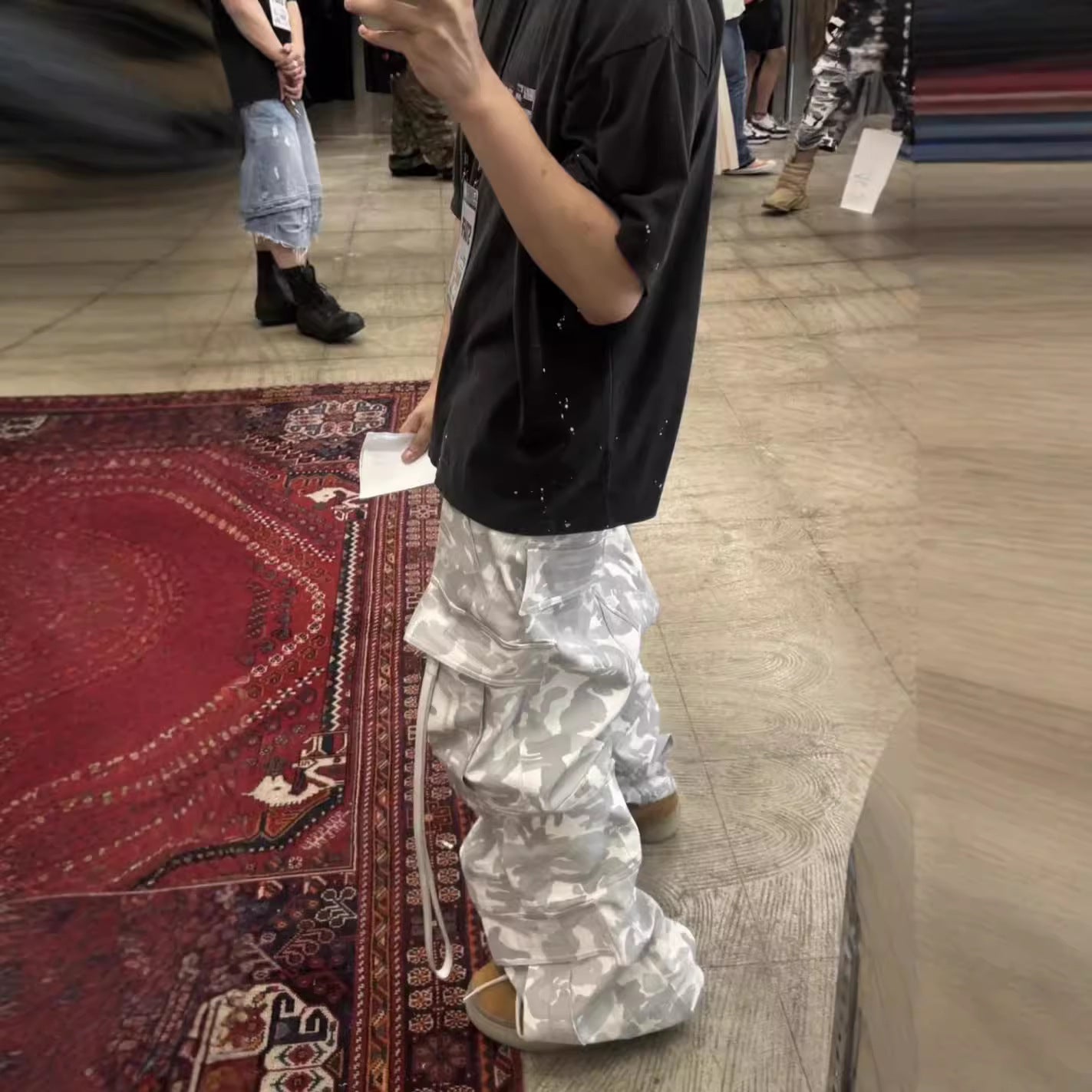 Far Camo Cargo Pant White Camo Multi-Pocket Wide-Leg Workwear Functional Trousers Tactical Paratrooper Pants Men