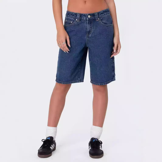 Loose Fit Printed Casual Fashion Denim Shorts for Women
