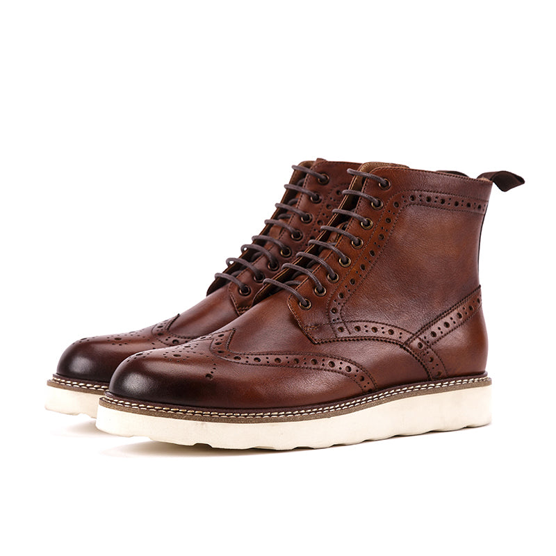 Handmade high-top vintage leather boots for men