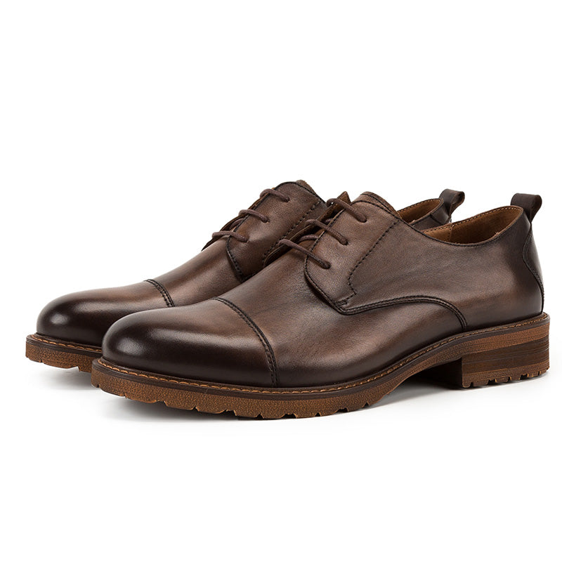 Leather leather Derby shoes round head soft top soft sole commuter dress shoes