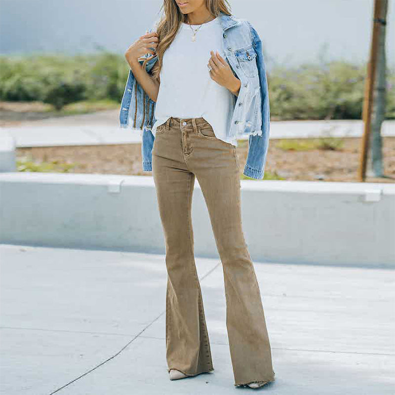 High Waist Floor-Length Vintage Flared Jeans