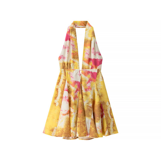 Elegant and Chic Printed Short Halter Dress