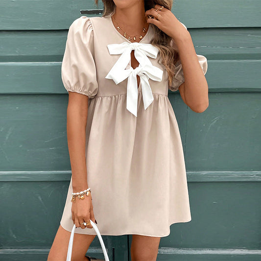 Women's Design Bow Collar-Sleeve A- line Skirt