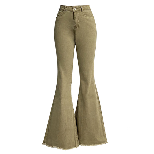 High Waist Floor-Length Vintage Flared Jeans