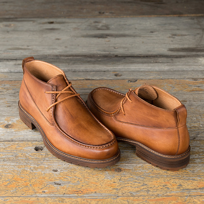 Hand-painted top layer cowhide high-tops for men