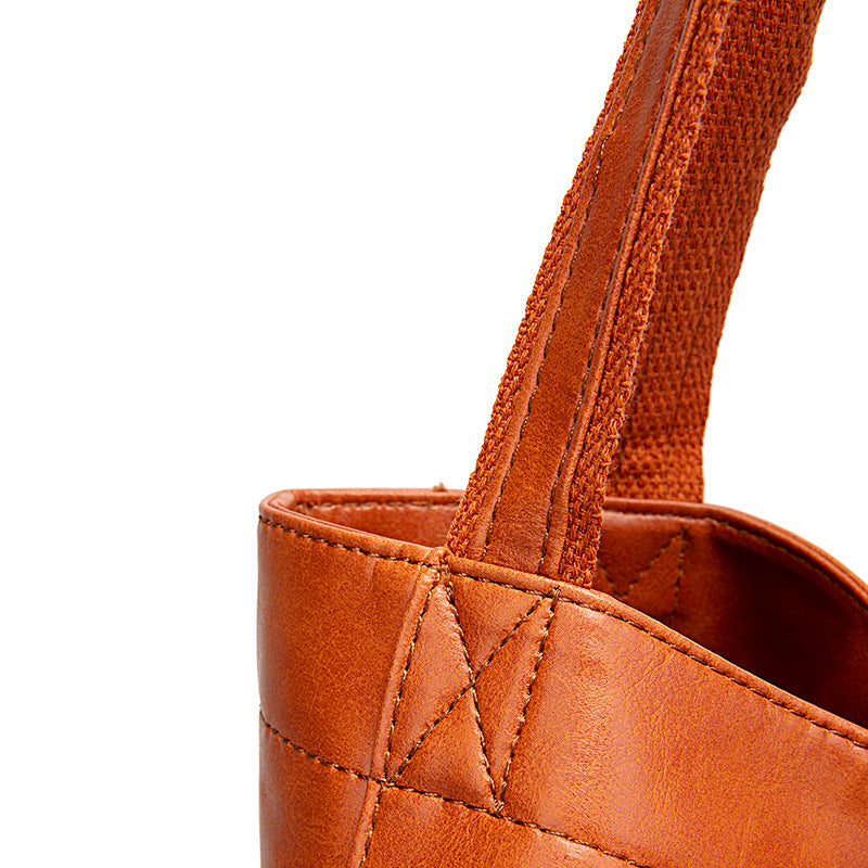 Vintage Oil Wax Leather Simple Versatile Handbag Commuter Women's Bag