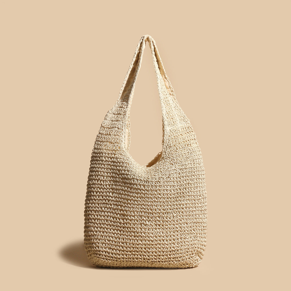 Korean Straw Bag Ins Style Rattan Woven Bag New Handmade Woven Bag Straw Woven Bag Single Shoulder Handbag for Women