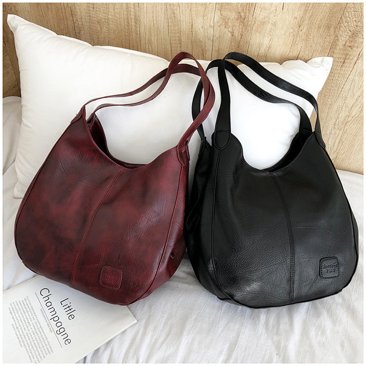 Tote Bag Artistic Simple Shoulder Handbag Multi-Compartment Leisure Women's Cross-Body Bag