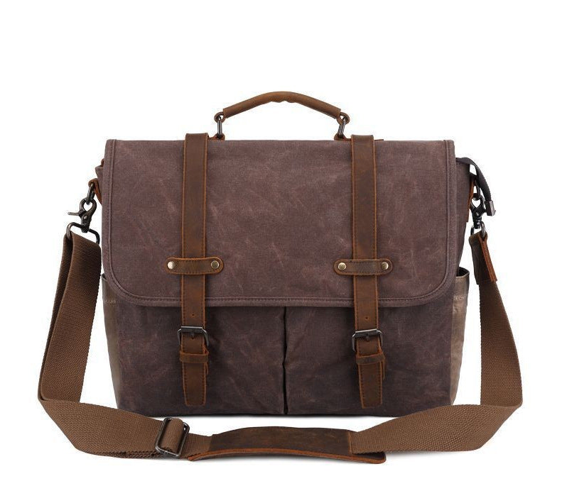 American Style Men's Shoulder Bag Vintage Men's Bag Oil Wax Canvas Bag Waterproof Wear-resistant Men's Crossbody Bag