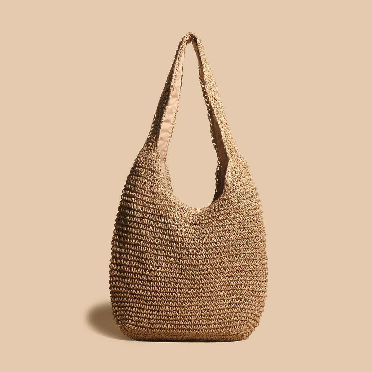 Korean Straw Bag Ins Style Rattan Woven Bag New Handmade Woven Bag Straw Woven Bag Single Shoulder Handbag for Women