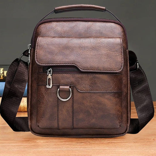 Single Shoulder Crossbody Handbag Fashion Men's Soft Bag Vertical Small Backpack Multifunctional Retro Crossbody Bag