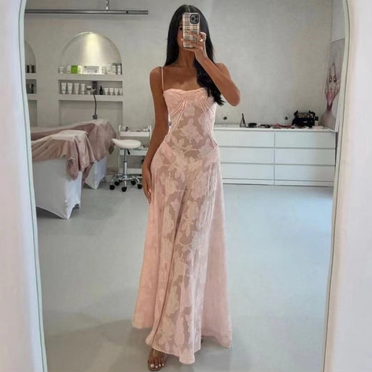Sexy Beach Vacation Slim Fit Spaghetti Strap Floral Dress