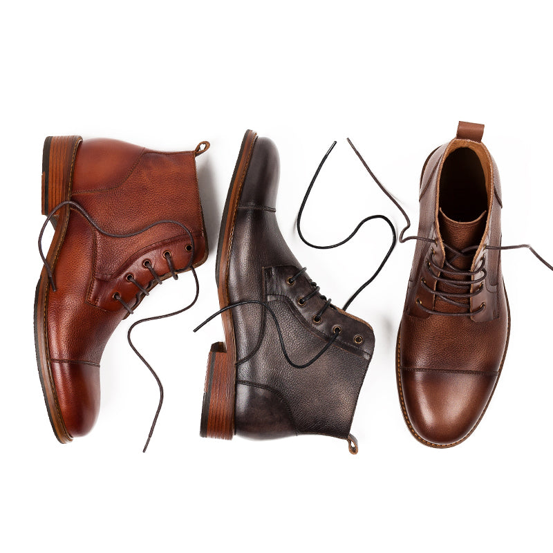 Handmade leather shoes men's high-top Doc Martens