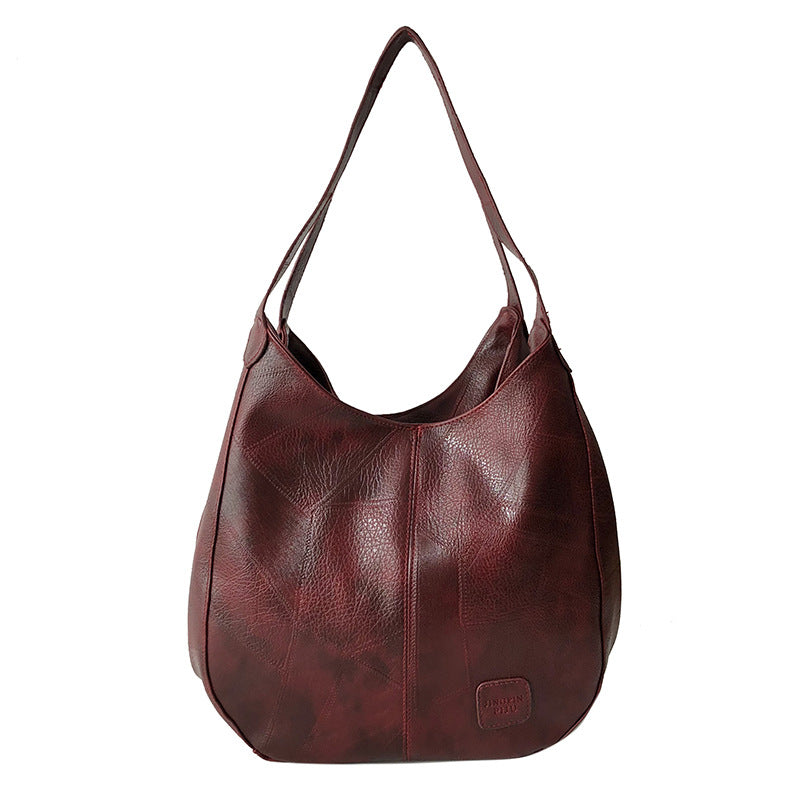 Tote Bag Artistic Simple Shoulder Handbag Multi-Compartment Leisure Women's Cross-Body Bag