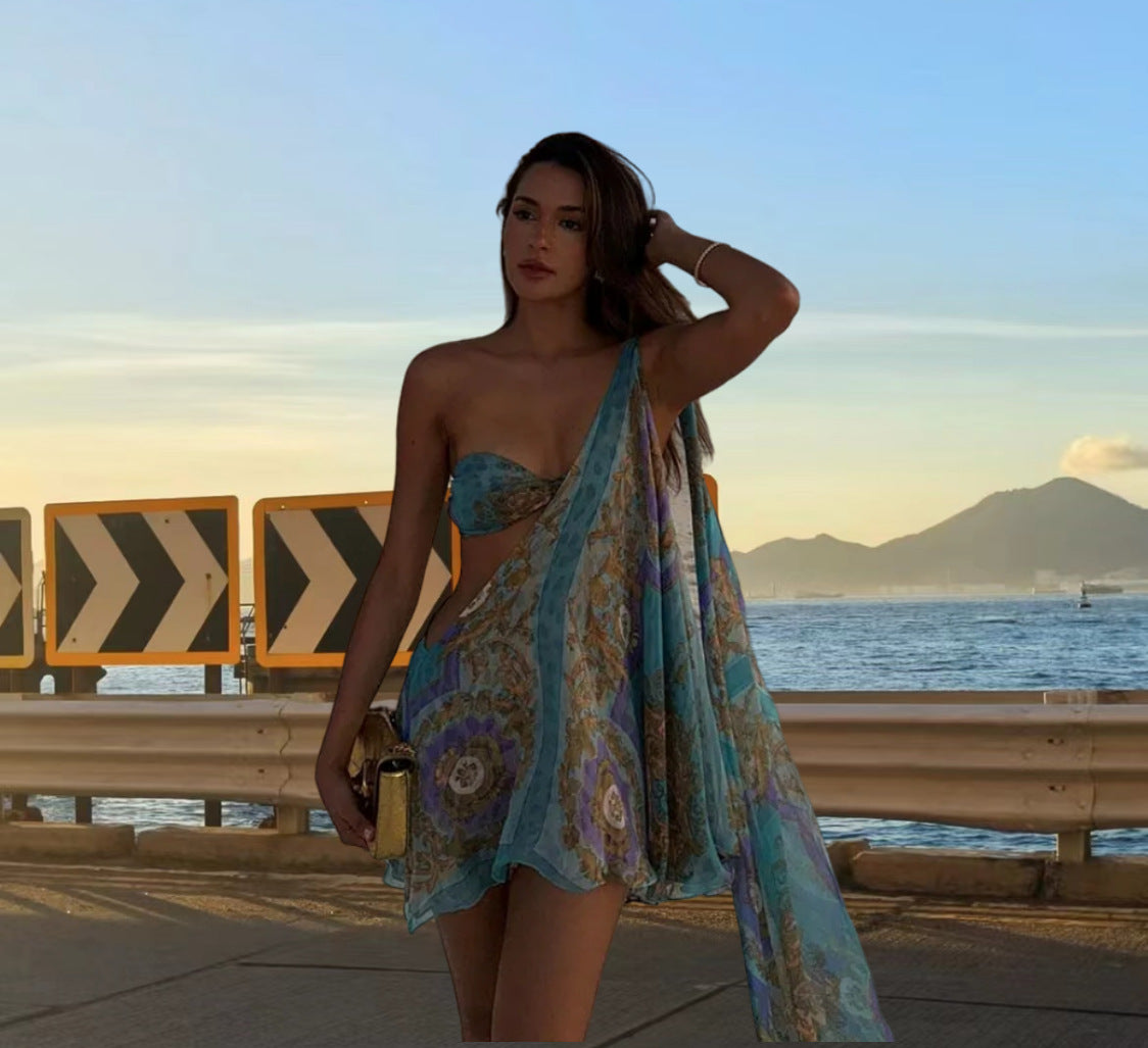 Sexy Hot Girl Shoulder Party Evening Dress Dress