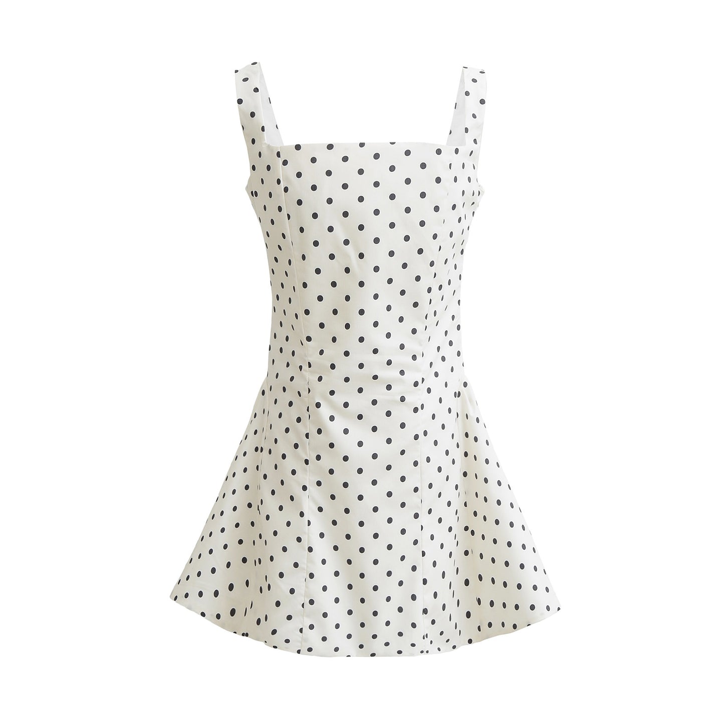 Retro Dots Square Collar Dress Women's Pleated Slim-Fit Tight Waist Pettiskirt